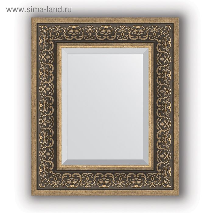 Зеркало с фацетом в багетной раме - вензель бронзовый 101 мм, 49 х 59 см, Evoform - Фото 1