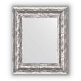 Зеркало в багетной раме - волна хром 90 мм, 46 х 56 см, Evoform