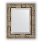 Зеркало с фацетом в багетной раме - серебряный бамбук 73 мм, 43 х 53 см, Evoform - фото 306898524
