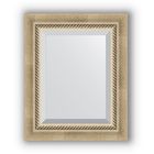 Зеркало с фацетом в багетной раме - состаренное серебро с плетением 70 мм, 43 х 53 см, Evoform - фото 306898529