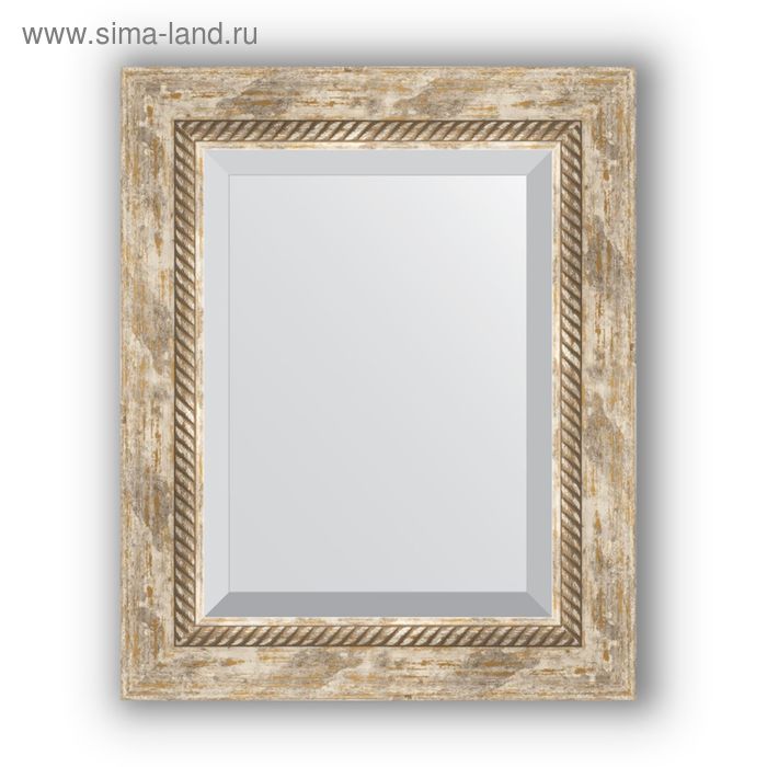 Зеркало с фацетом в багетной раме - прованс с плетением 70 мм, 43 х 53 см, Evoform - Фото 1