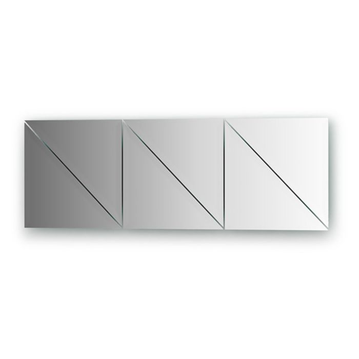 Зеркальная плитка с фацетом 15 мм, - комплект 6 шт треугольник 25 х 25 см, серебро Evoform