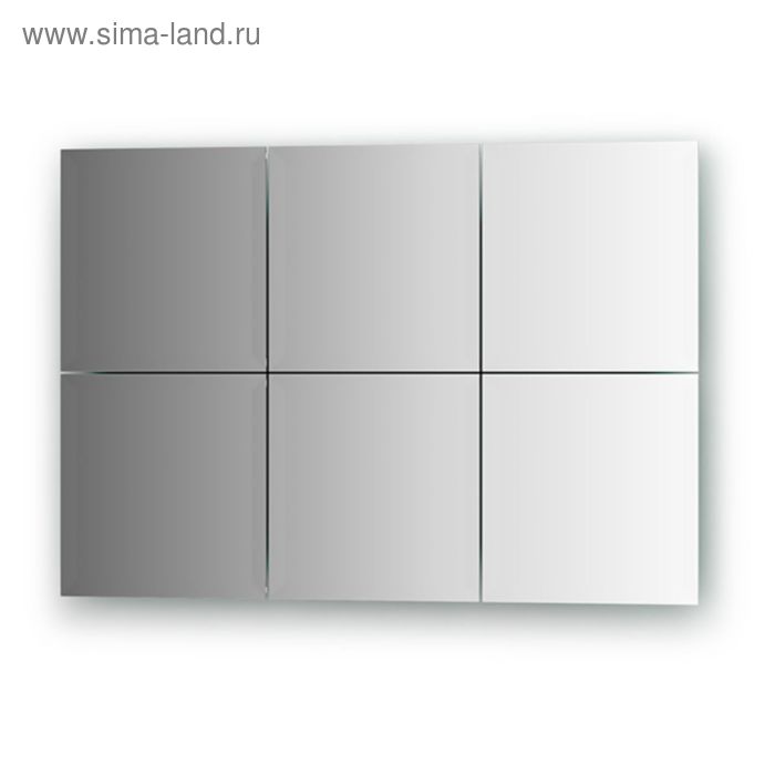 Зеркальная плитка с фацетом 15 мм, - комплект 6 шт квадрат 20 х 20 см, серебро Evoform - Фото 1
