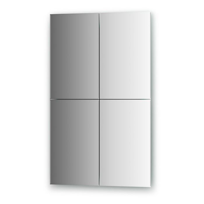 Зеркальная плитка с фацетом 5 мм, - комплект 4 шт прямоугольник 25 х 40 см, серебро Evoform