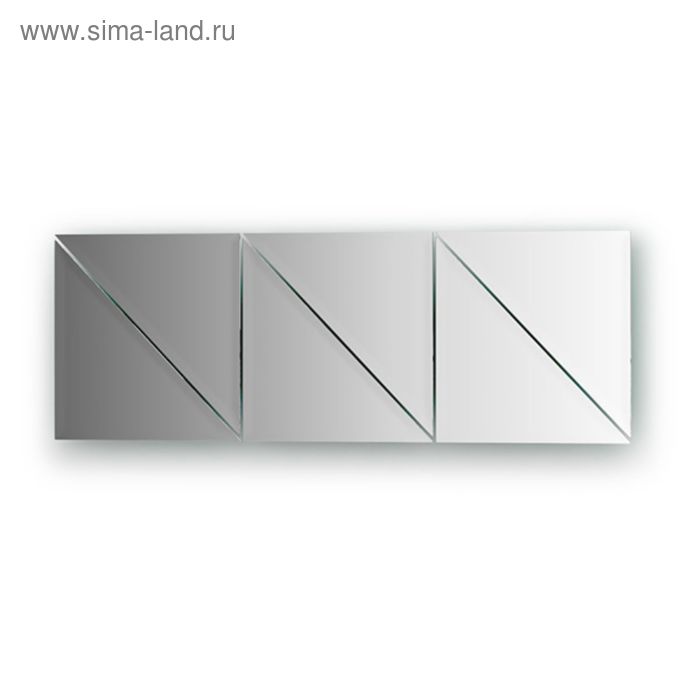Зеркальная плитка с фацетом 10 мм, - комплект 6 шт треугольник 20 х 20 см, серебро Evoform - Фото 1