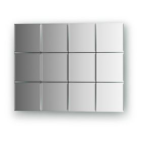 Зеркальная плитка с фацетом 5 мм, - комплект 12 шт квадрат 10 х 10 см, серебро Evoform