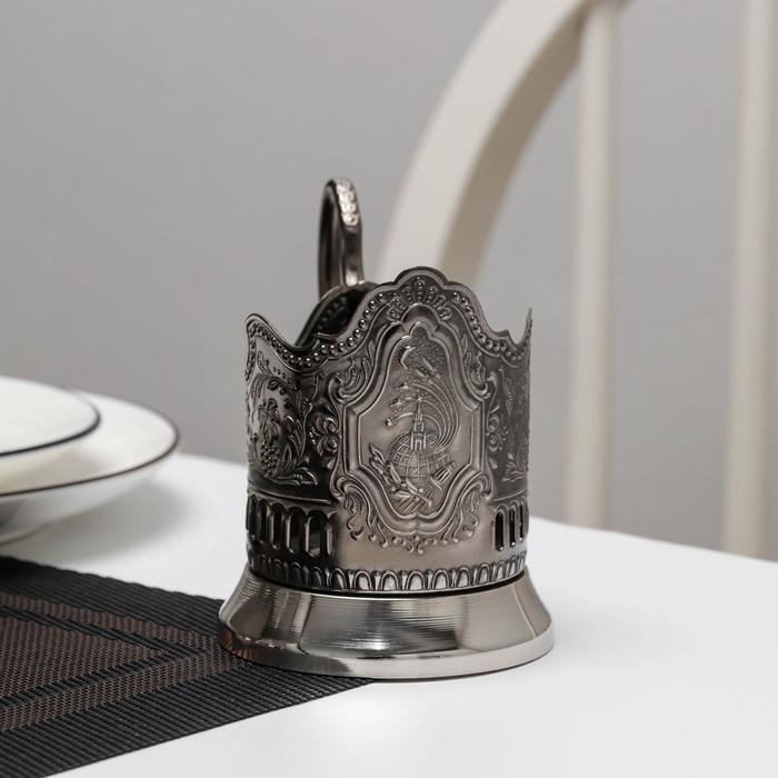 Подстаканник «Космос», d=7.2 см, никелированный, с чернением - Фото 1