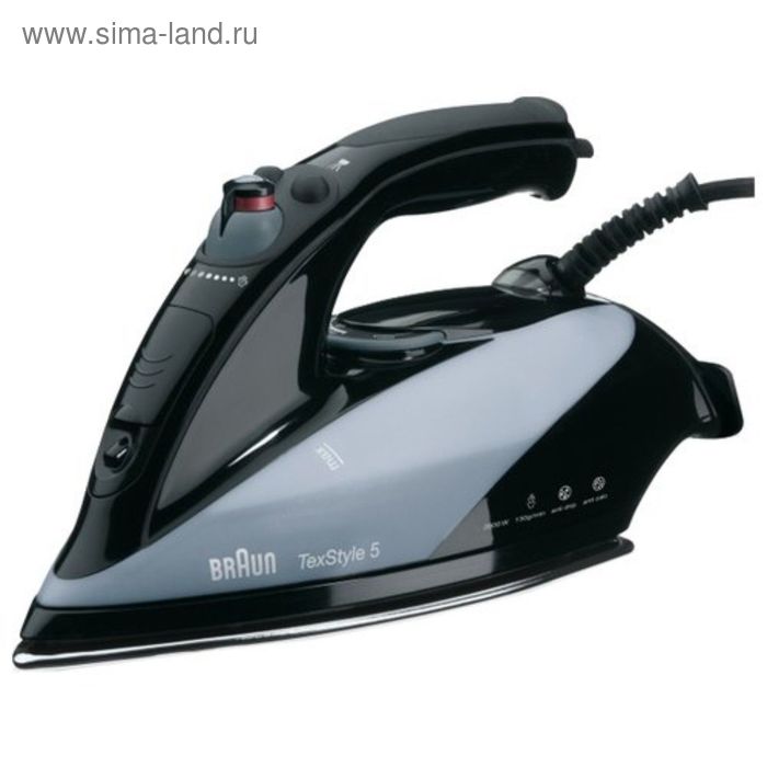 Утюг Braun TS545SА, 2000 Вт, нержавеющая сталь, вертикальное отпаривание, черный - Фото 1