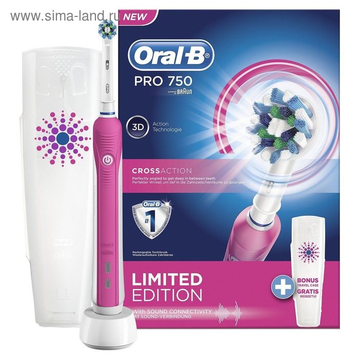 Электрическая зубная щётка Oral-B PRO 750 Cross Action розовый - Фото 1