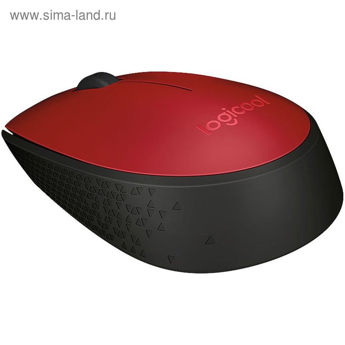 Мышь Logitech M171, беспроводная, оптическая, 1000dpi, 3 кнопки, USB, красно-черная - Фото 1