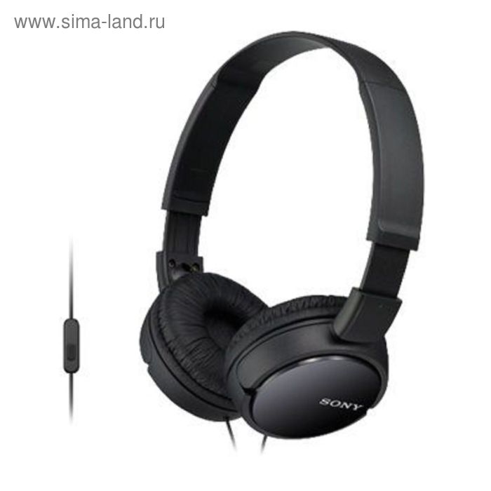 Наушники с микрофоном Sony MDRZX110APB.CE7, накладные, оголовье, провод 1.2 м, черные - Фото 1