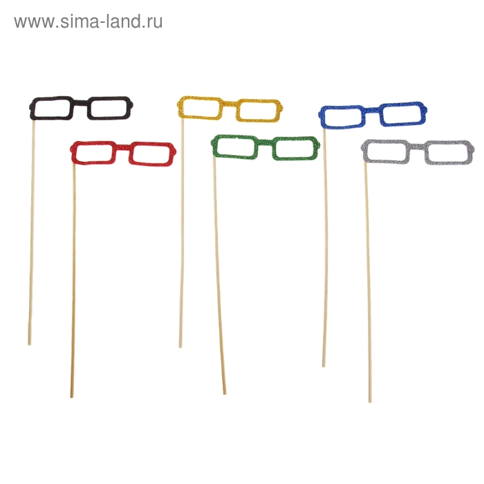 Аксессуары для фотосессии «Квадратные очки», на палочке, цвета МИКС - Фото 1