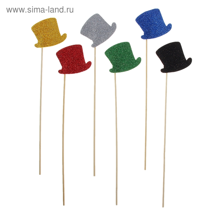 Карнавальный аксессуар на палочке "Шляпка", цвета МИКС - Фото 1