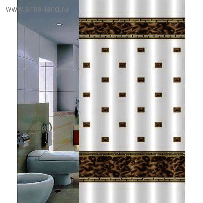 Штора для ванной 180 х 200 Zumrut, цвет коричневый - Фото 1