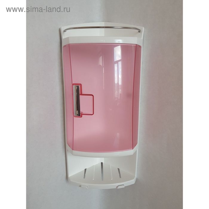 Шкафчик угловой для ванной с 2-мя открытыми полками и 1-ой полкой с дверкой, цвет прозрачно-розовый - Фото 1