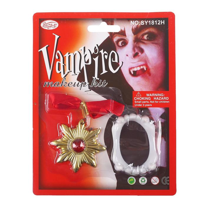 Карнавальный набор «Вампир», челюсть, орден - Фото 1