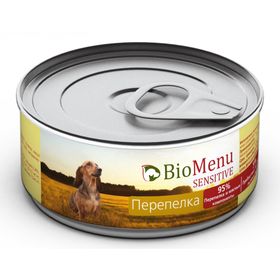 Консервы BioMenu SENSITIVE для собак Перепелка 95%-мясо , 100гр