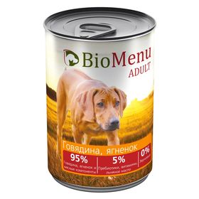 Консервы BioMenu ADULT для собак говядина/ягненок 95%-мясо , 410гр