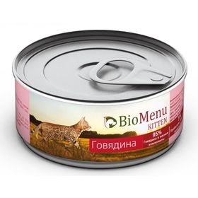 Консервы BioMenu KITTEN для котят, мясной паштет с говядиной  95%-мясо, 100 г. 2407291