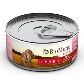 Консервы BioMenu PUPPY для щенков говядина 95%-мясо , 100гр