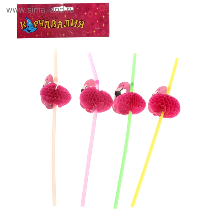 Трубочка для коктейля «Фламинго» (набор 12 шт.) - Фото 1