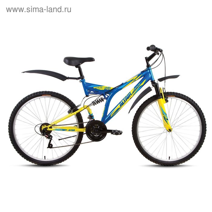 Велосипед 26" Altair MTB FS 26, 2017, цвет синий/жёлтый, размер 18"