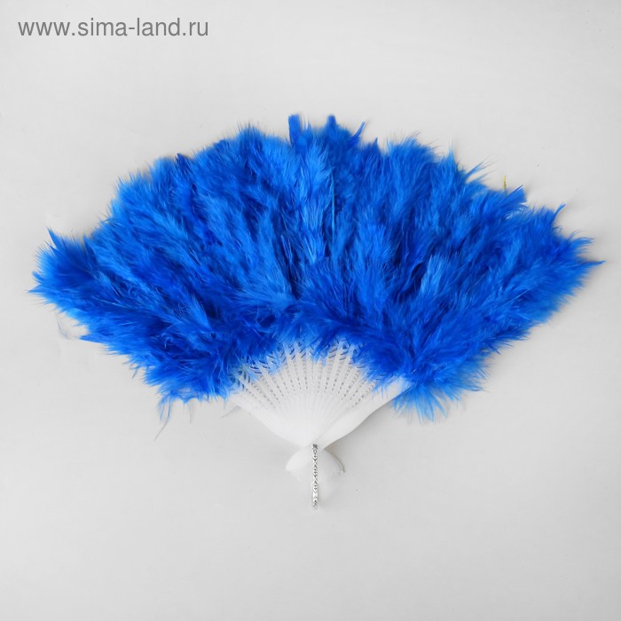 Веер пуховой, 25 см, голубой - Фото 1