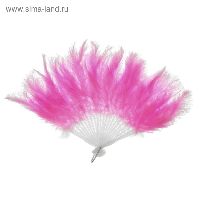 Веер пуховой, 25 см, цвет розовый - Фото 1