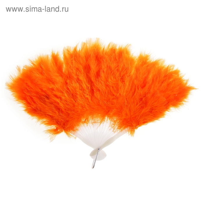 Веер пуховой цвет оранжевый 25см - Фото 1