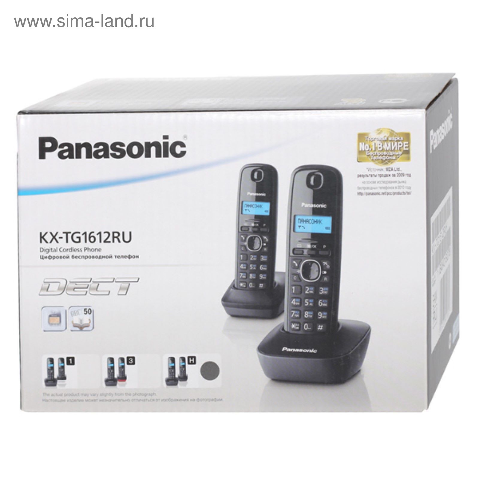 Радиотелефон Dect Panasonic KX-TG1612RUH темно-серый, АОН