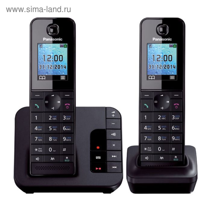 Радиотелефон Panasonic Dect KX-TGH222RUB, автоответчик, АОН, чёрный