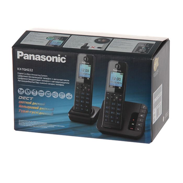 Радиотелефон Panasonic Dect KX-TGH222RUB, автоответчик, АОН, чёрный - фото 51293520