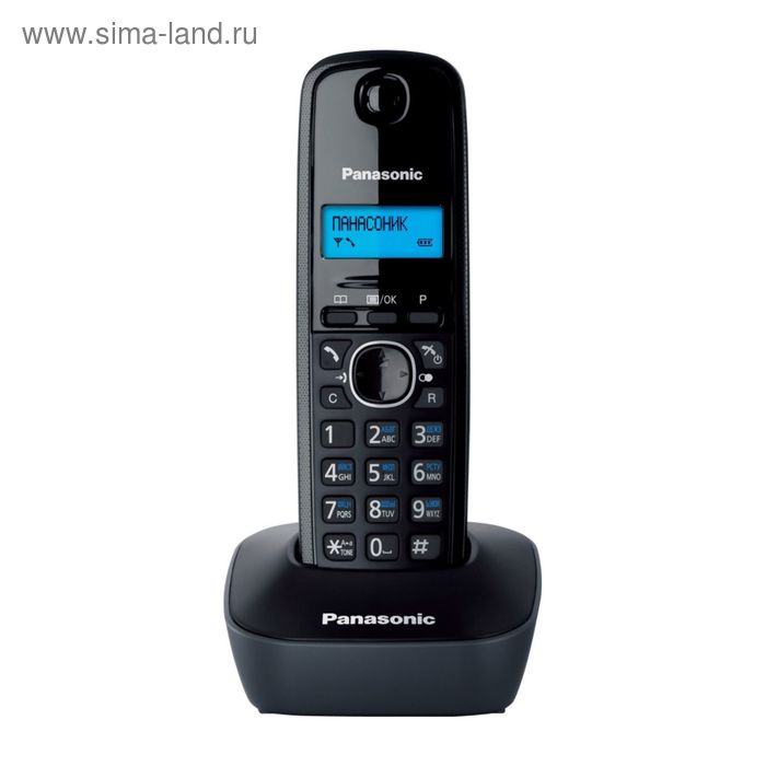 Радиотелефон DECT Panasonic KX-TG1611RUH, Caller ID, AOH, телефонная книга, черный - Фото 1