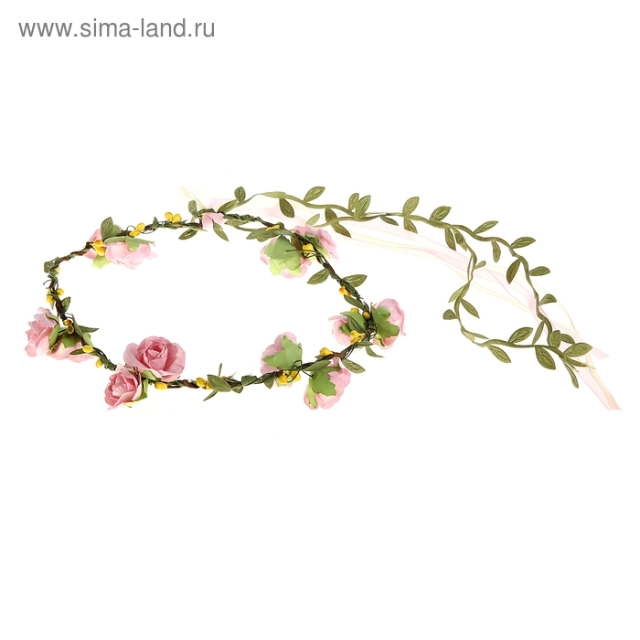 Гавайский венок на голову «Розочки с бантом» - Фото 1