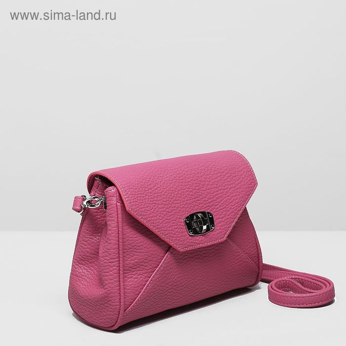 Сумка женская, отдел на клапане, наружный карман, длинный ремень, цвет розовый - Фото 1