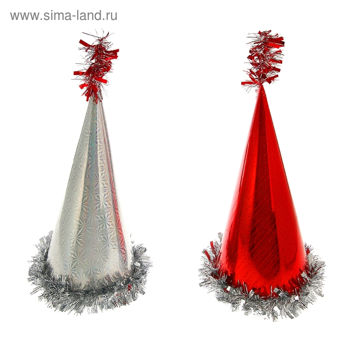 Карнавальный колпак с мишурой, цвета МИКС - Фото 1