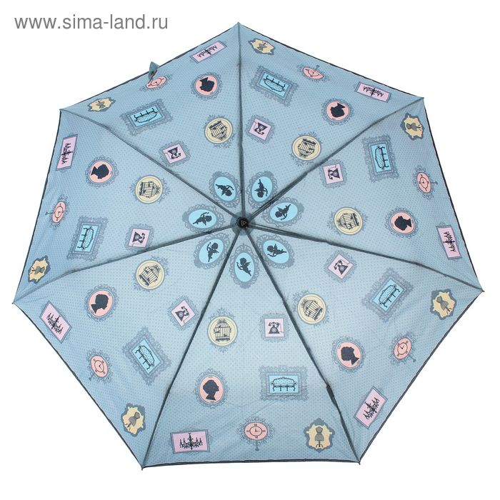 Зонт автоматический "Винтаж", R=49см, цвет голубой - Фото 1
