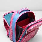 Рюкзак школьный на молнии, 2 отдела, 2 наружных кармана, цвет голубой/розовый - Фото 5