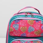 Рюкзак школьный на молнии, 2 отдела, 2 наружных кармана, цвет бирюзовый/розовый - Фото 4