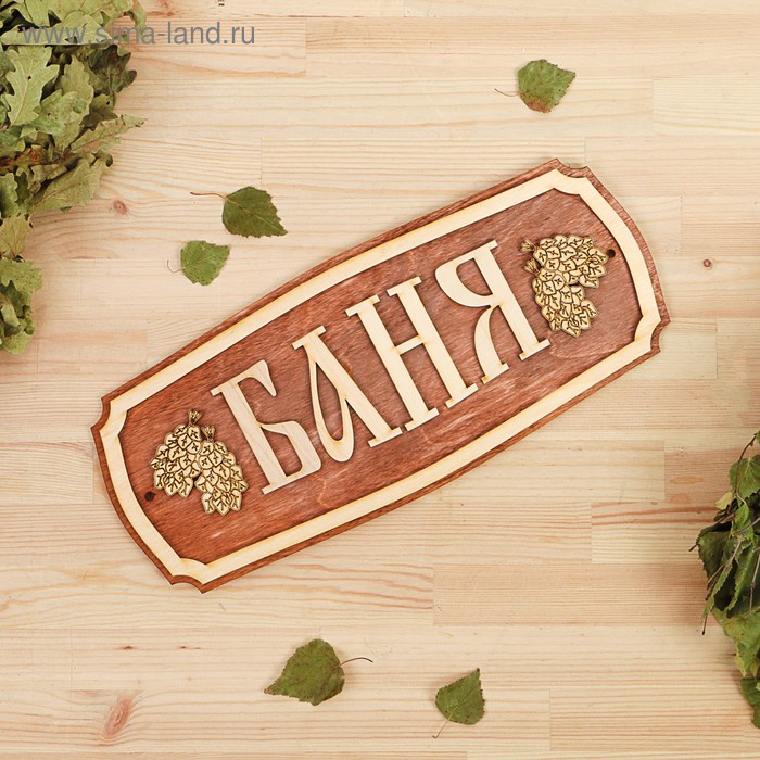 Табличка для бани и сауны «Баня», 35×15 см, «Добропаровъ» - Фото 1