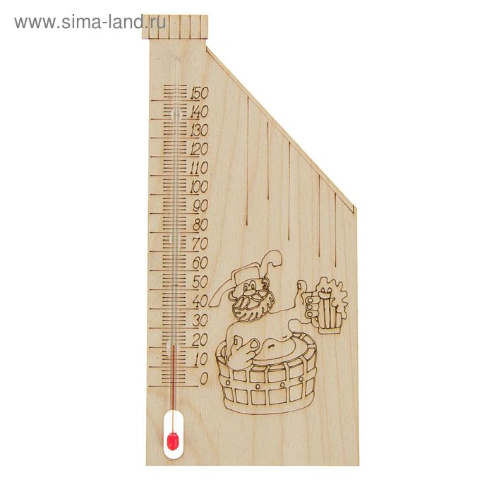 Деревянный термометр для бани "Ушанка", - Фото 1