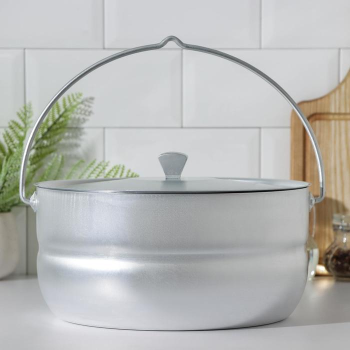 Котелок туристический, 8 л, с крышкой, штампованный алюминий - Фото 1