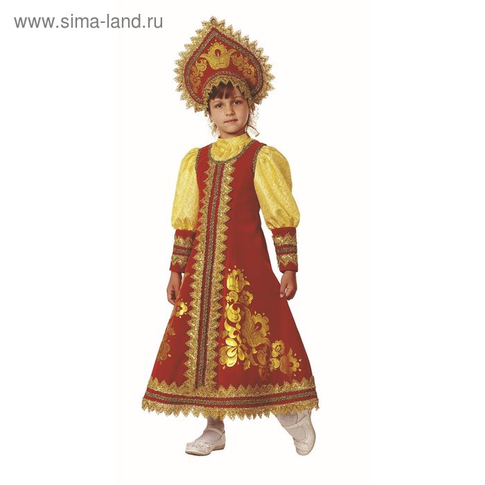 Карнавальный костюм «Сударушка», (платье-сарафан, кокошник), размер 34, рост 128 см - Фото 1