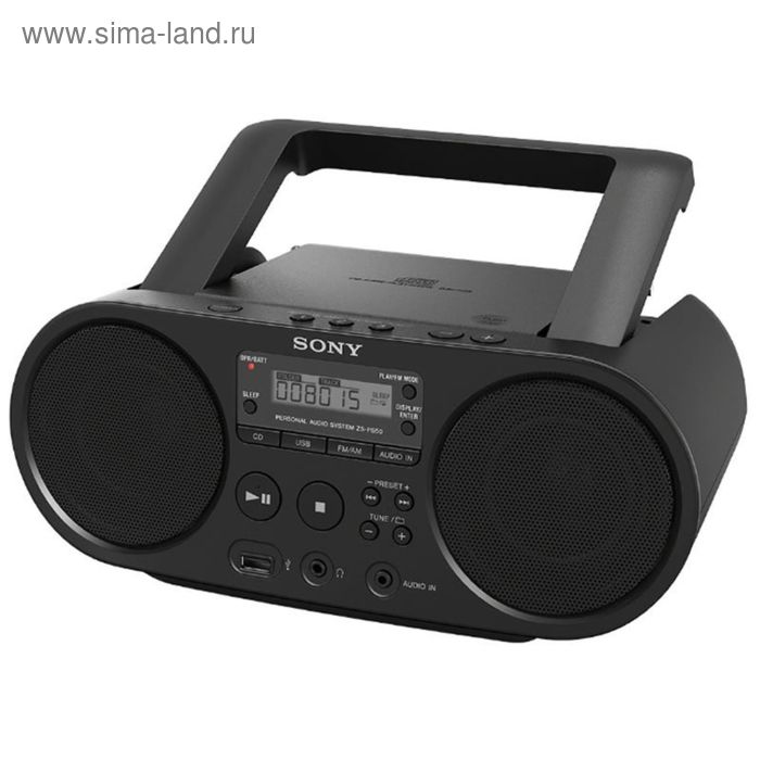 Аудиомагнитола Sony ZS-PS50 черная 4Вт/CD/CDRW/MP3/FM(dig)/USB - Фото 1