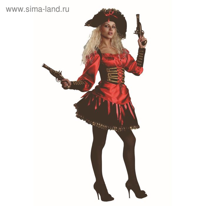 Карнавальный костюм «Пиратка», текстиль, размер 44 - Фото 1