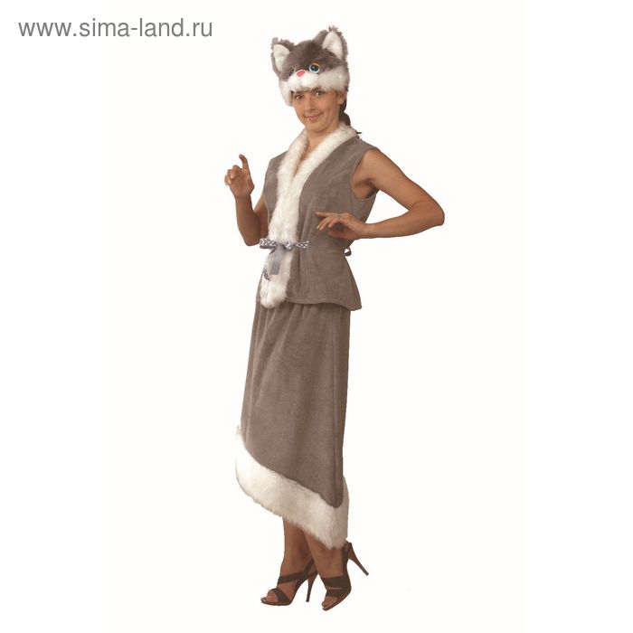 Карнавальный костюм «Кошка», для взрослых, плюш, размер 44-46 - Фото 1