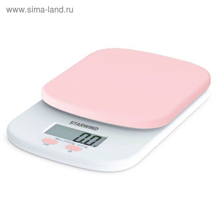 Весы кухонные Starwind SSK2157, электронные, до 2 кг, розовые - Фото 1