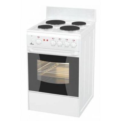 Плита Flama AE 1402 W, электрическая, 4 конфорки, 50 л, эмаль, без гриля, белая