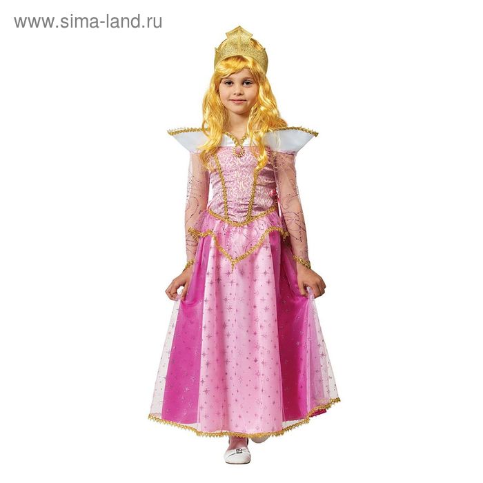 Карнавальный костюм «Принцесса Аврора», текстиль, размер 28, рост 110 см - Фото 1