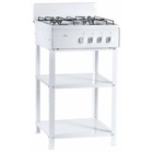 Плита Flama AVG 1402 W, газовая, 4 конфорки, без духовки, две полочки, белая - Фото 1